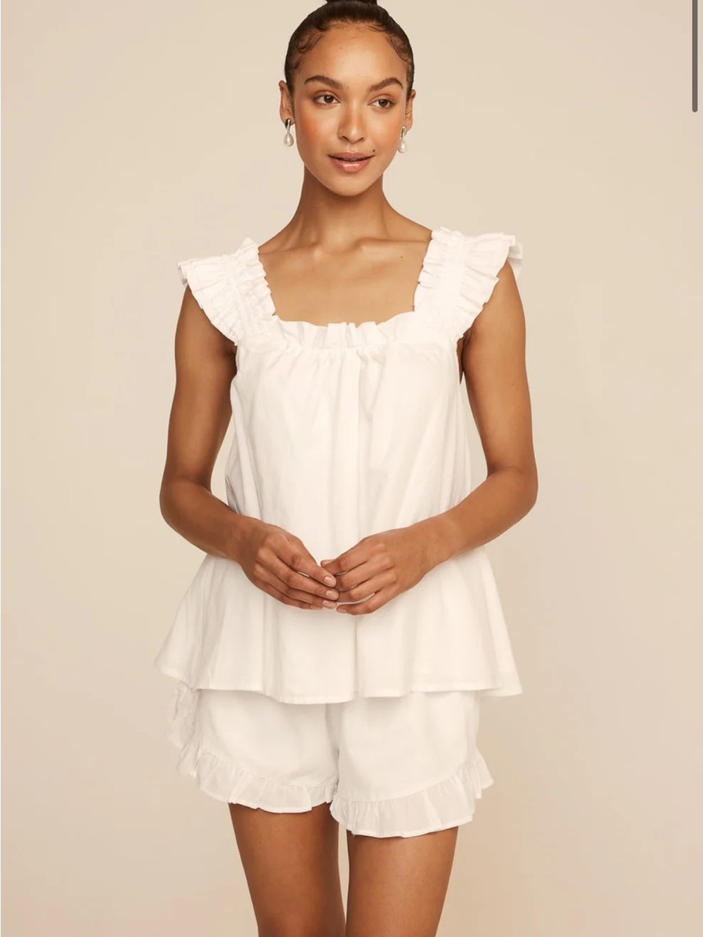 Piyama Nicolette Sleep Set in White Washed Cotton- Size Small- New Without Tags - Picture 5 of 6